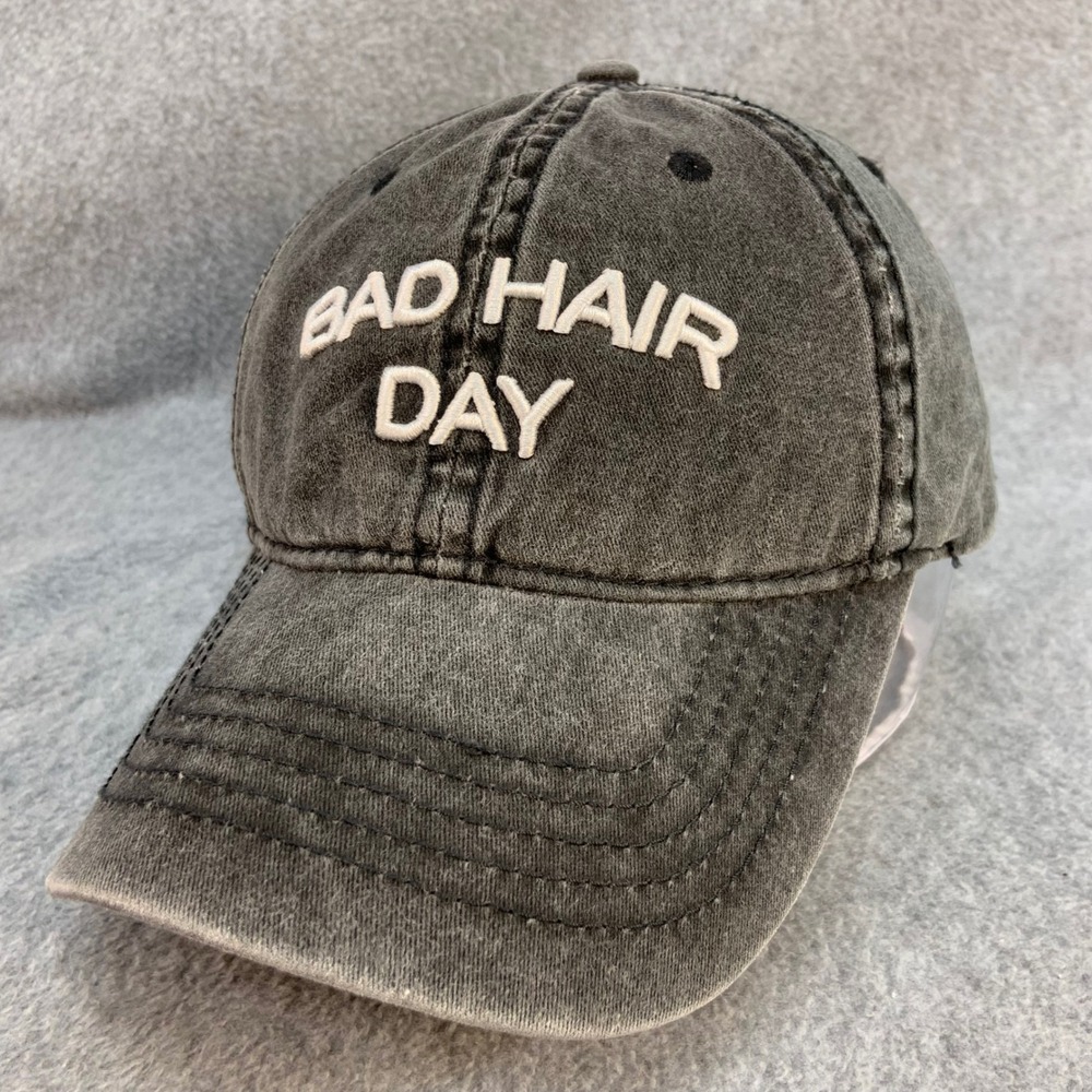 Bad Hair Day Mens Black Unbranded Baseball Cap Washed Adjustable OSFM